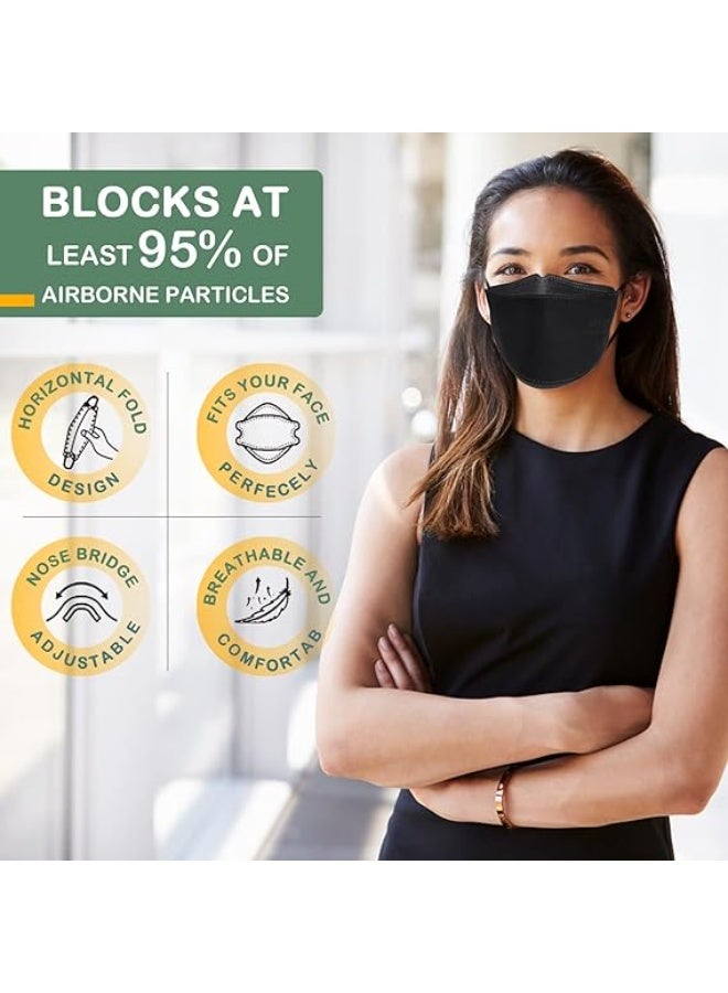 اوراکس 20 قطعة KN95 أقنعة الوجه Earloop ، حماية 4 طبقات ، جهاز تنفس سلامة مقاوم للغبار ، يمكن التخلص منه ، كل حزمة فردية ، للبالغين (أسود) - Image 2